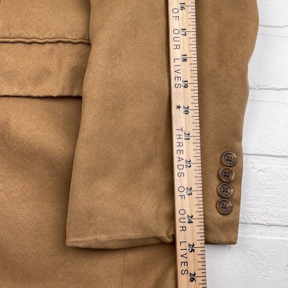 Chaps Blazer Men 42R Tan Camel Microfiber Soft Faux Suede Classic Career Jacket - Picture 13 of 16